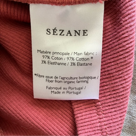 Sézane Theodora Ribbed Henley Top - Rosewood - XS - Picture 8 of 9